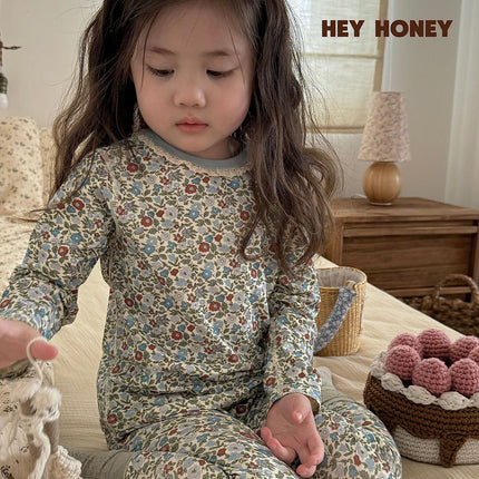 Spot Large and Small Roll Heyhoney24 Lycra Cotton Boys and Girls Autumn Clothes Intimates Printed Home Clothes Pajamas Two-Piece Set