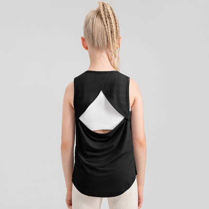 Girls Loose Sports Vest Ice-Feel Quick-Drying Sports Top Cut Out Breathable Fitness Running Vest 33105