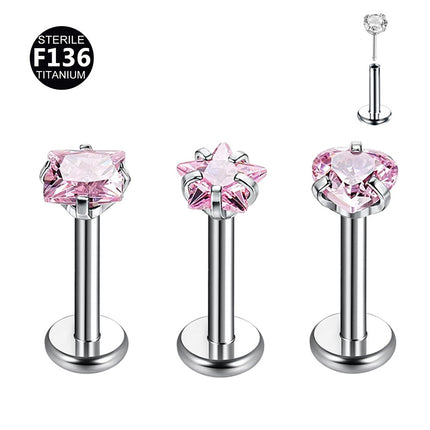 G23 titanium alloy pin claw with zircon wireless pin bar ear bone nail perforated nose nail G23 pin lip nail wholesale