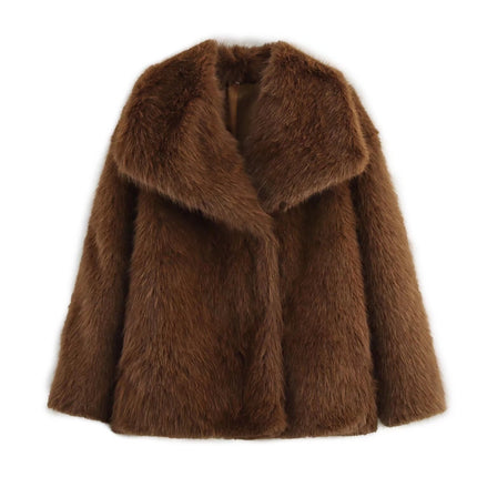 Foreign Trade 2026 Autumn and Winter European and American Fashion Versatile Casual Lapel Faux Fur Coat for Women X410970