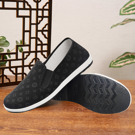 Wholesale new old Beijing cloth shoes men's casual shoes breathable non-slip wear-resistant pedal driving shoes black cloth shoes