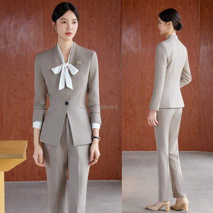High-End Spring & Fall Hotel Front Desk Professional Wear Long-Sleeved Sales Department Reception 4S Store Sales Consultant Fashion Suit Suit