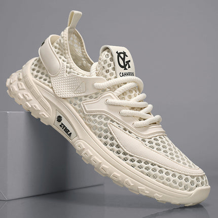 2025 Summer Lightweight Slip-On Large-Eye Cut Out Mesh Flats One-Leg Outdoor Douyin Casual Sandals and Sneakers for Men