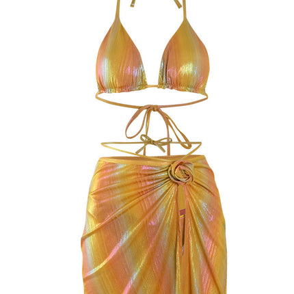 [Rainbow Soda] New Hot Girl Bikini Swimsuit Sexy Bikini Three-Piece Double-Sided Vacation Swimsuit