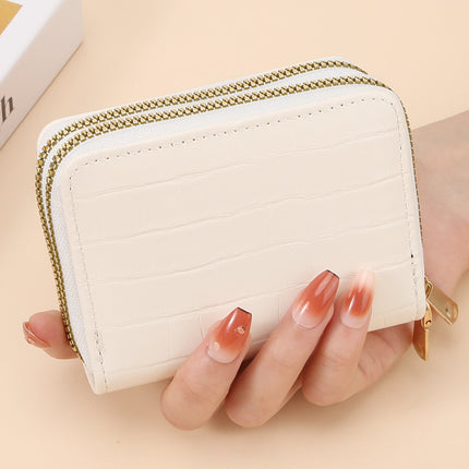 Anti-Magnetic Theft Double Pull Card Holder Fashionable Women's Crocodile Pattern Zipper Coin Purse Cross-Border Coin Purse Rfid