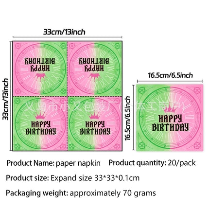 Edge Wipe Pink Green Magic Wicked Witch Theme Holiday Party Decoration Disposable Paper Tray Paper Cup Paper Towel Tablecloth suit
