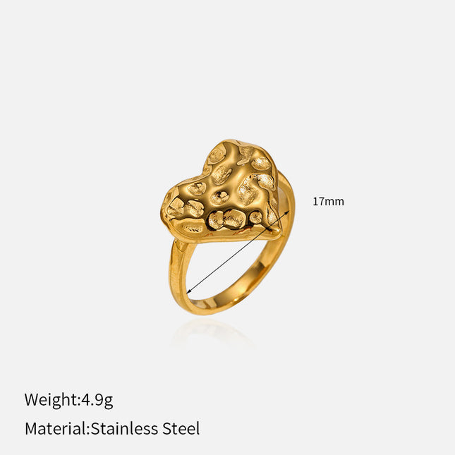 European and American Cross-Border Geometric Irregular Rings Retro Fashion Texture Furnace Vacuum Gold-Plated Ring Index Finger Ring Wholesale