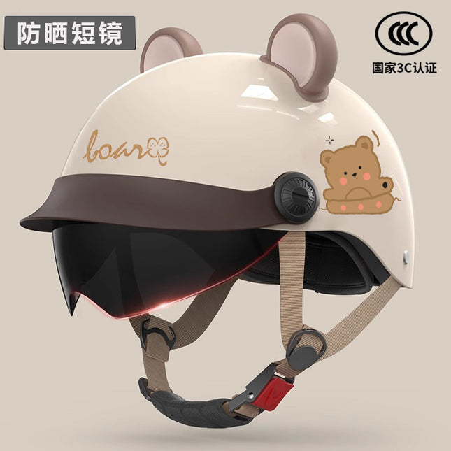 3C certification electric car helmet men's and women's summer safety helmet battery motorcycle sunshade light half helmet