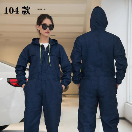 Denim Reflective One-Piece Workwear Suit for Men, Welder, Spray Painter, Auto Mechanic Workwear, Long-Sleeved Labor Protection Clothing