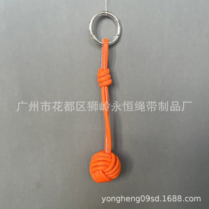 Car Keychain Bag Couple Exquisite Gift Soft Sheepskin Handmade Woven Tennis Ball Monkey Fist Hanging Bag