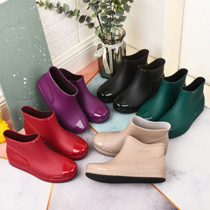 Fashionable women's rain boots low-top rain boots short non-slip fleece-lined water boots warm cover shoes comfortable wear-resistant youth comfortable