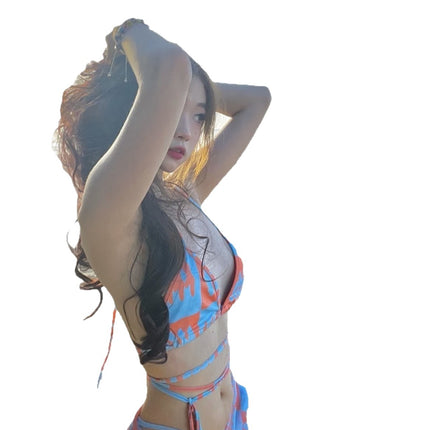 2025 New Swimsuit Slimming Split Sexy Halter Strap Two-Piece Beach Hot Girl Hot Spring Ins Style