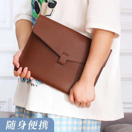 Cross-Border A4 Pebbled Leather Document Bag Business Office Large-Capacity Stationery Bag Contract Information Storage File Bag