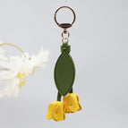 Yellow [tulip flowers/embossed leaves] keychain bag charm