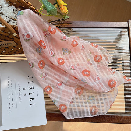 Celebrity style cotton and linen square scarf women's 58cm lightweight breathable small scarf Beautiful atmosphere photography accessories headscarf