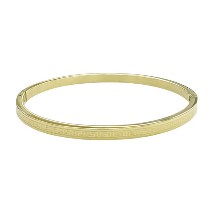 Fashionable Stainless Steel Buckle Bracelets for Men and Women, Great Wall Pattern, Multiple Sizes, Ready-Made Wholesale Accessories