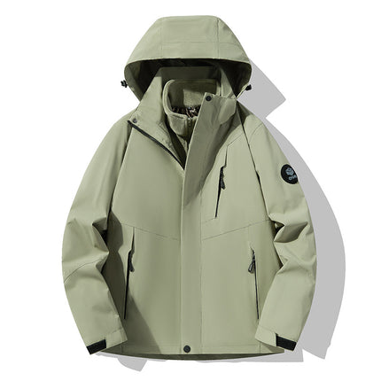 Three-In-One Detachable Autumn and Winter Jacket for Couples, Unisex Windproof and Waterproof Mountaineering Clothing with Fleece Lining