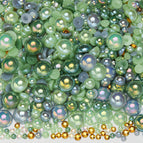 3-10mm flatback pearl resin rhinestones mixed assortment, 30g/pack / Semi-round pearl mixed green and gray—j