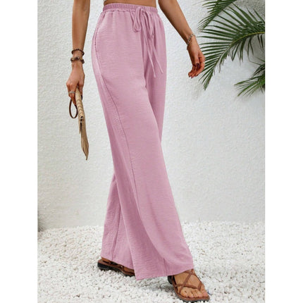 Women's Fashion 2024 Europe and America Amazon Cross-border Best Selling New Joker Solid Color Mop Wide Leg Pants Casual Pants in stock
