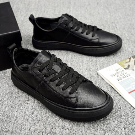 White Shoes 2024 Spring Genuine Leather Youth Trendy Sneakers Men's Slip-On Non-Slip Soft Sole Fashion Sports and Casual Shoes