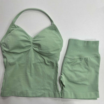 suit DF Amazon Explosions Shorts Small Bra High Elastic Superfine Extinction Nylon Hanging Neck Beauty Back Sports Vest