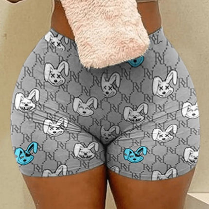 European and American Women's Clothing Amazon Women's Clothing 2022 New Digital Positioning Print Mini Shorts Rogue Rabbit Factory
