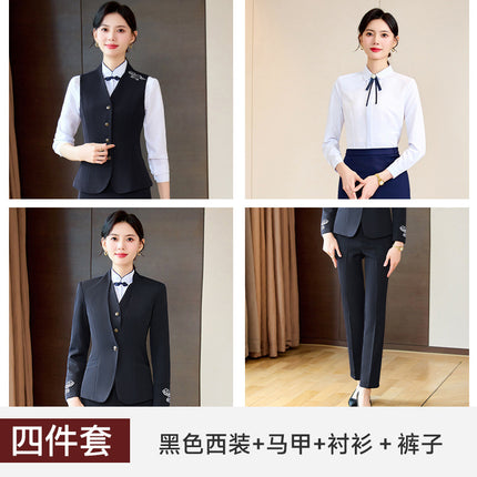 Blue Ladies Professional Suit Vest suit Hotel Front Desk KTV Reception Chinese Restaurant Waiter Work Clothes
