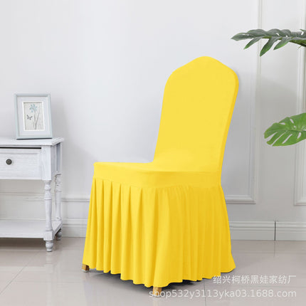 Chair Cover Thickened Stretch Pleated Skirt Dining Chair Cover Hotel Wedding Banquet Event Stool Cover Hotel Cloth