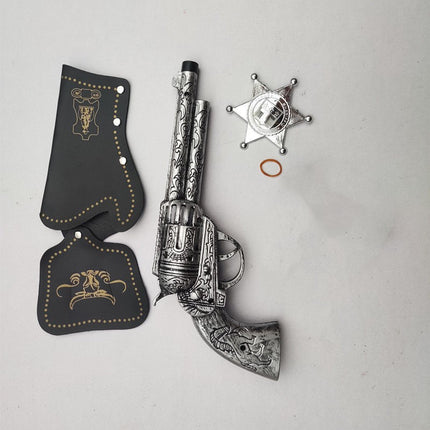 Samurai Costume Props Silver Gold Cowboy Gun Children's Weapons Toys Western Cowboy Weapons Revolver Pistol Scarf