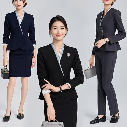 High-end Suit suit Women's Spring and Autumn High-end Temperament Professional Uniform Hotel Front Desk Tooling Beauty Salon Overalls