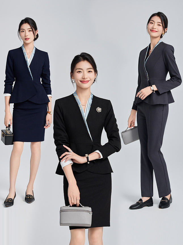 High-end Suit suit Women's Spring and Autumn High-end Temperament Professional Uniform Hotel Front Desk Tooling Beauty Salon Overalls