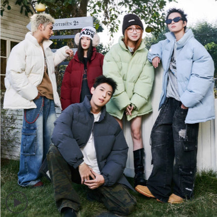2025 Winter Men's Thickened Warm Stand Collar Cotton Jacket Couple Cross-Border Korean Fashion Puffer Jacket Cotton Coat