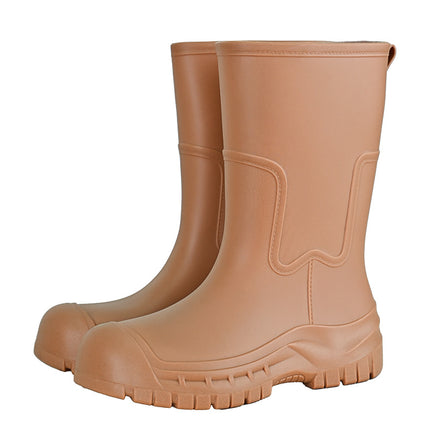 Korean and Japanese Cross-Border Women's Mid-Calf Outdoor Non-Slip Water Shoes, Thick-Soled Water Boots, Fleece-Lined Rubber Shoes, Rain Boots, Waterproof