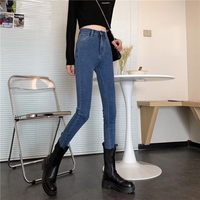 2024 Autumn New High Waist Jeans Women's Slim Magic Pants Slimming Small Feet Casual Bottoming Pencil Pants