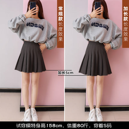 Foreign Trade Pleated Skirt for Women 2025 New Short Skirt High Waist Elastic Large Size Fat mm Slimming Look A-Line Skirt for Small People
