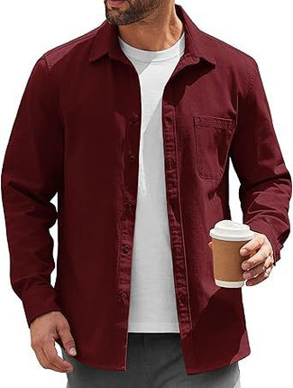2024 Amazon Hot Sale Men's Light Button-Up Shirt Jacket Casual Jacket Inch Shirt Cotton Jacket