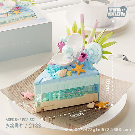 Bricks Also Birthday Cake Handmade Dessert Ornaments Compatible with Lego Cake Blocks Assembled Toys Children's Children's Day Gift