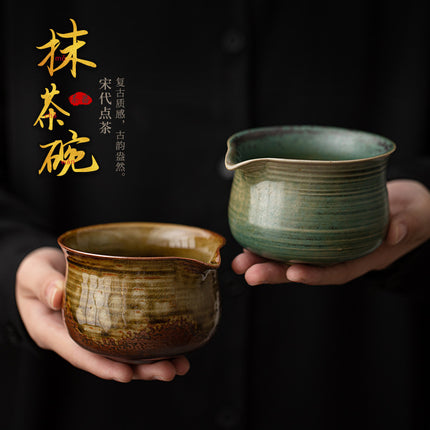 Kiln-Turned Threaded Tip Matcha Bowl, Tea Bowl, Song Dynasty Tea Art, Tea Making Tools, Tea Ceremony Accessories, Handmade