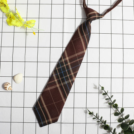 JK Small Tie Women's College Style Lazy Japanese Style Plaid Uniform Shirt Tie Student ins Men's and Women's Short Free Tie