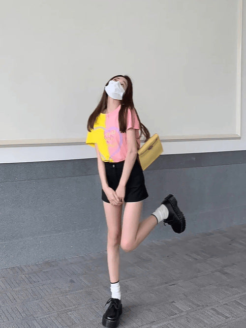 2024 Summer New Hot Girl A- shaped Hot Pants High Waist Hip Casual Pants Women's Stretch Tight Black Shorts Slimming