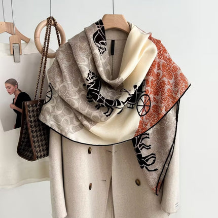 Spring and autumn texture silk wool scarf women's autumn and winter silk wool large square scarf warm shawl dual-purpose women's all-match temperament