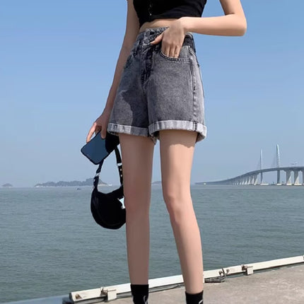 Women's Summer Thin Denim Shorts 2025 New Trendy High-Waisted Slimming Internet Celebrity Petite Loose A-Line Hot Pants