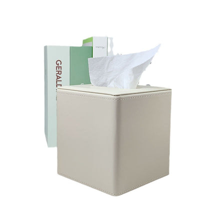 Leather Square Roll Paper Box Leather Household Paper Roll European Creative Tissue Box Hotel Living Room Guest Room Roll Paper Box