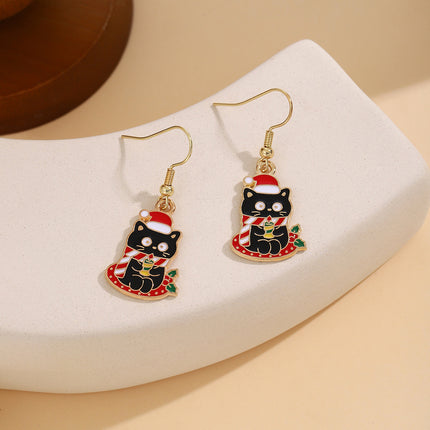 Cross-border personality Christmas series elk gingerbread earrings European and American cartoon oil Santa Claus earrings