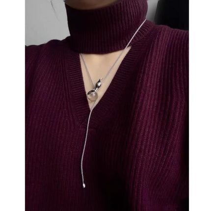 Crystal Gourd Pendant sweater chain earrings feminine light luxury fashion pull national style niche high-grade clavicle chain