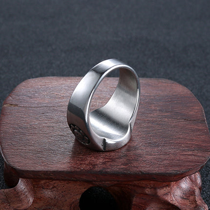 European and American Popular Jewelry Stainless Steel Ring Space Eye Ring Retro Trendy Male Stylish Punk Stainless Steel Ring
