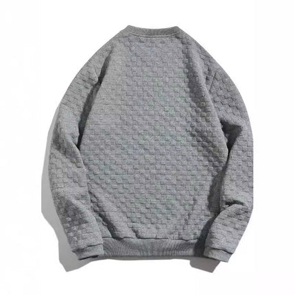 Men's Sweatshirt 2025 Cross-Border Amazon Autumn and Winter New Heavy Plaid Loose Casual Pullover Round Neck Top