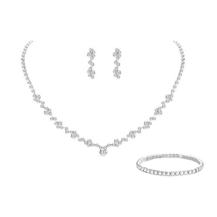 Wedding Fashion Hot Selling Jewelry suit European and American Temperament Gold and Silver Diamond Necklace Bracelet Earrings suit