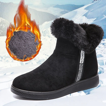 Large Size Snow Boots for Women, Fleece-Lined Warm Short Boots, Winter Thickened Cotton Shoes, Non-Slip Cloth Shoes, Mom Shoes, Winter Style