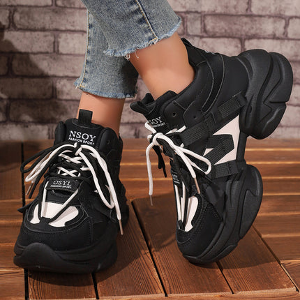2024 Thick-Soled Dad Shoes, Casual Sports Shoes for Women, Spring New Round-Toe Cross-Strap Student Shoes. Large Quantity, Preferential Treatment